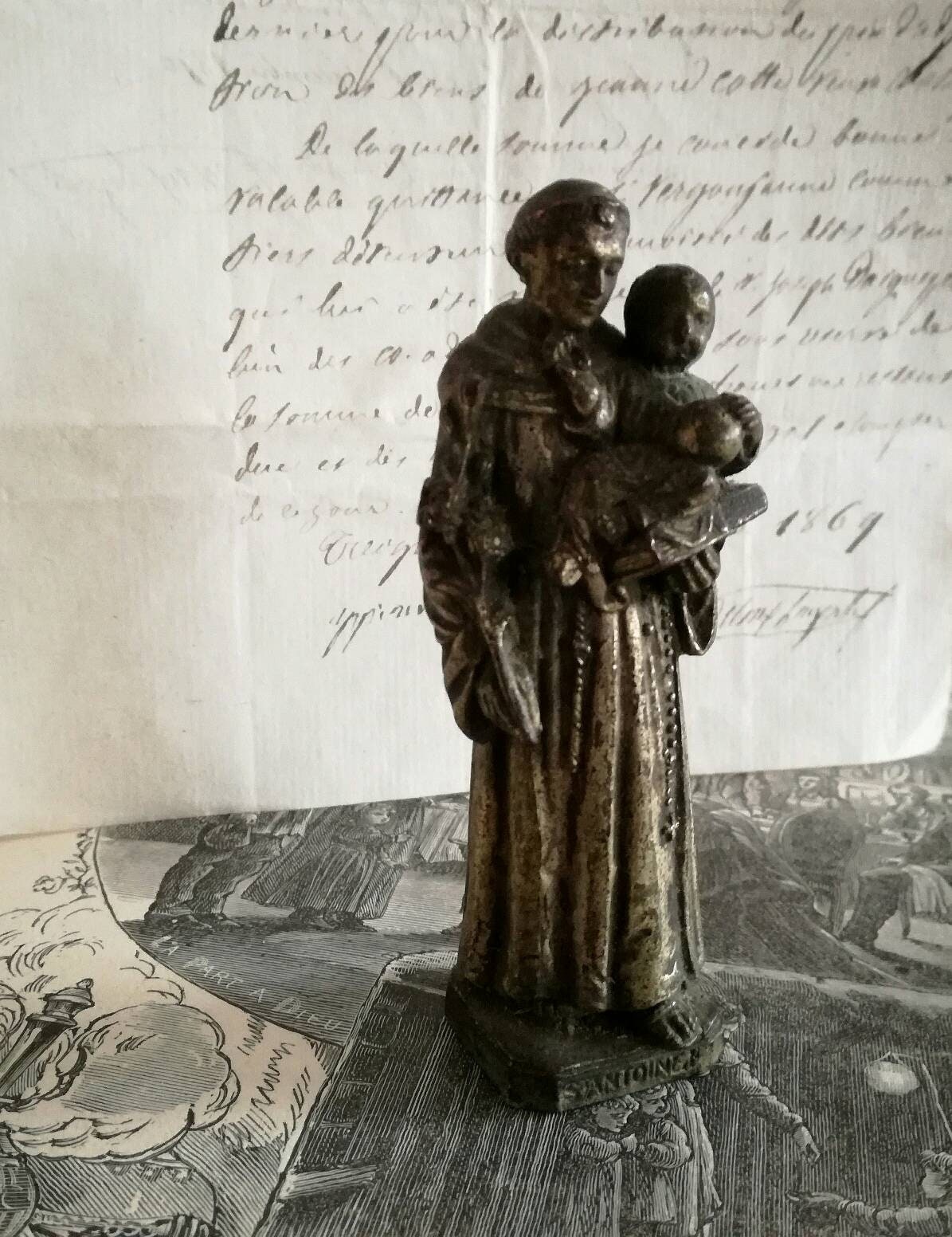 Personnage Religieux Antique Du Sanctuaire en Bronze, Statut Chrétien, Figure Itinérante Catholique,