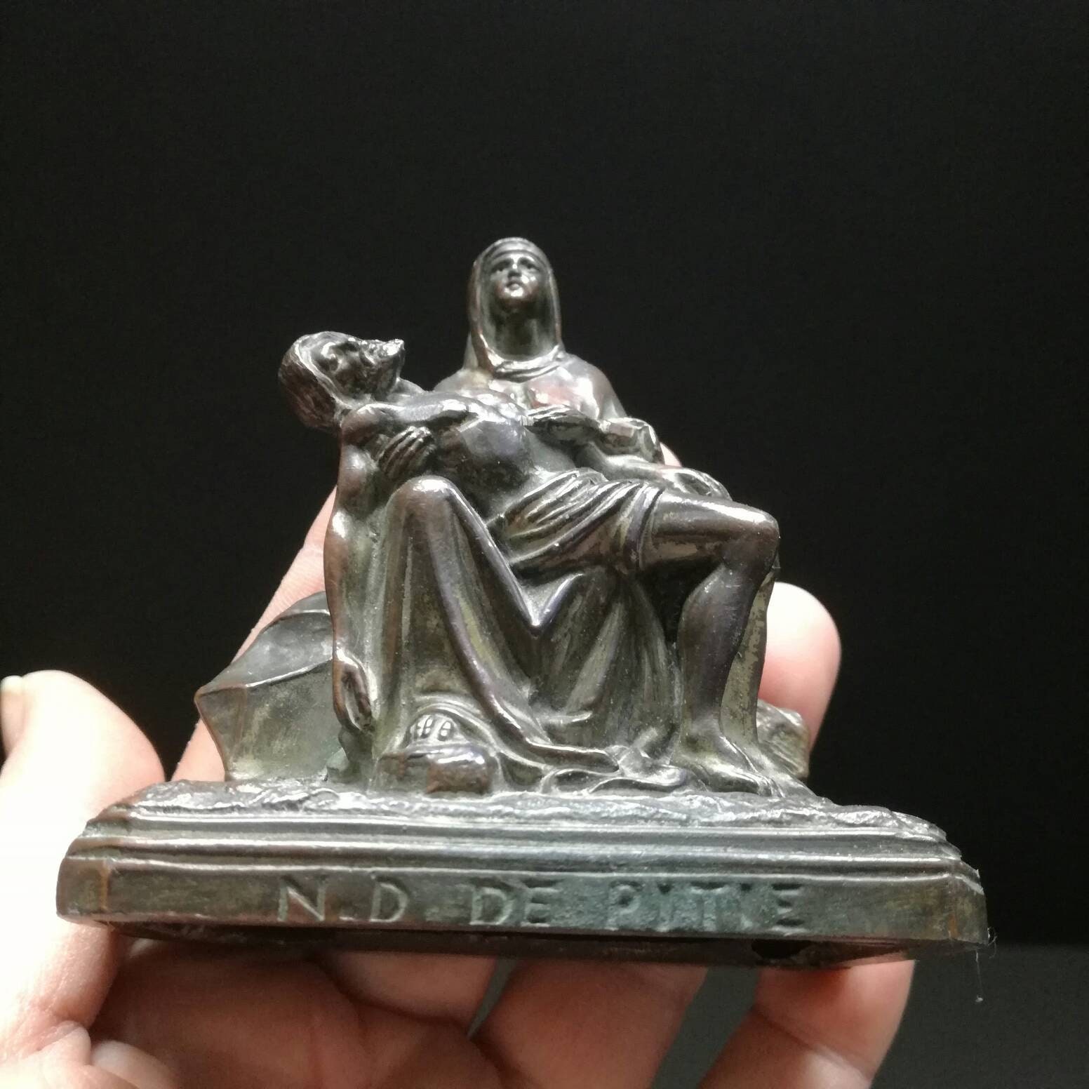 Personnage Religieux Antique Du Sanctuaire en Bronze, Statut Chrétien, Figure de Voyage Catholique,