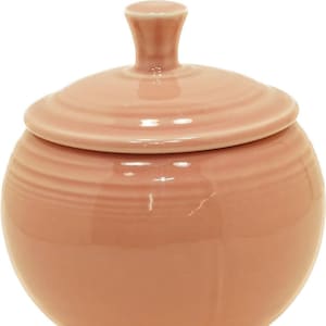 Fiesta Individual Sugar Bowl with Lid, Post 1986, Rose, Marked Fiesta HLC USA H