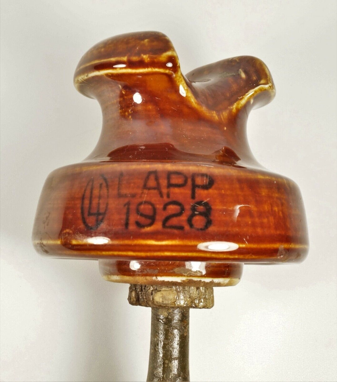 Vintage 1928 Lapp Porcelain Insulator With Original Mounting Bracket Etsy