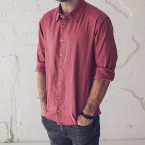 Men's Linen Shirt | Relaxed Fit Casual Top, Coconut Buttons