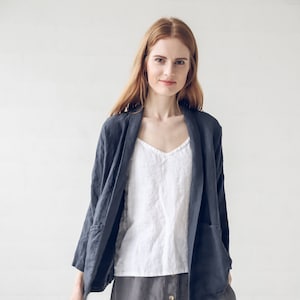 Loose Linen Cardigan, Jacket for Women, Linen Jacket with Pockets, Cardigan for Women image 2