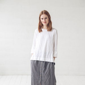 Classic White Linen Blouse, Elegant Linen Top, Linen Top for Women - Etsy
