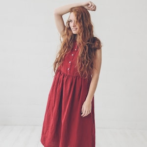 Soft Washed Linen Dress: Long Swing Robe, Maternity Friendly image 1