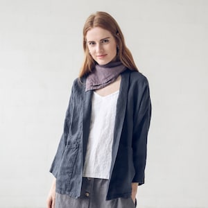 Cardigan ample en lin, Veste pour femme, Veste en lin avec poches, Cardigan pour femme