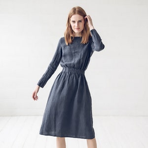 Linen Dress / Long Linen Dress / Long Sleeves Dress / Spring Linen Dress / Soft Linen Dress