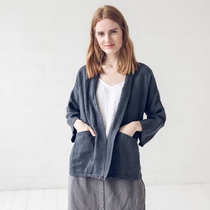 Loose Linen Cardigan, Jacket for Women, Linen Jacket with Pockets, Cardigan for Women image 3