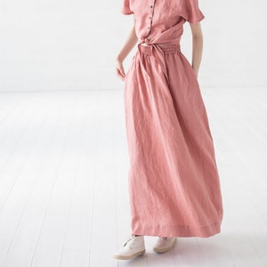 Maxi Linen Skirt / Swing Long Linen Skirt / High Waist Women Skirt image 1