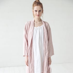 Linen Night Gown, Linen Dressing Gown, Long Bath Robe, Handmade Linen Robe, Linen Loungewear