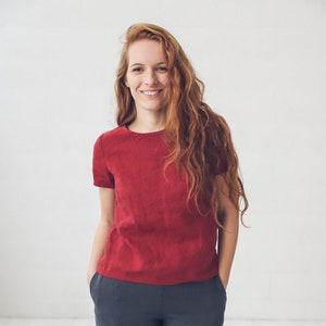 Linen Top / Simple Shape Linen Top Blouse