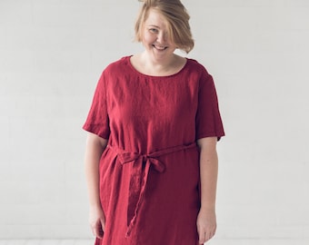 Long Linen Dress, Linen Dress With Belt, Oversize Woman Dress