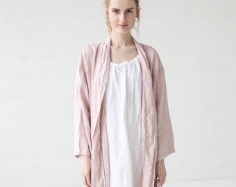 Linen Night Gown, Linen Dressing Gown, Long Bath Robe, Handmade Linen Robe, Linen Loungewear