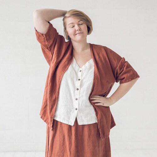 Oversize Linen Jacket Plus Size Linen Coat Etsy