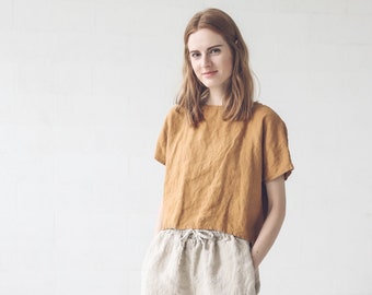 Haut ample en lin/T-shirt oversize en lin/chemisier pour femme