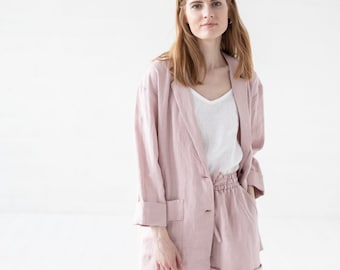 Linen Blazer, Classic Linen Women Jacket, Loose Casual Jacket