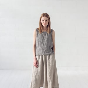 Linen Minimal Top / Natural Summer Linen Blouse / Sleeveless Linen Blouse / Handmade Linen Clothing