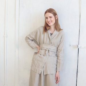 Belted Linen Jacket: Oversized Boho Cardigan Coat