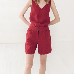 READY TO SHIP Summer Linen Shorts / Linen Bermuda Shorts For Women / Classic Shape Linen Shorts / Mid Waist Shorts