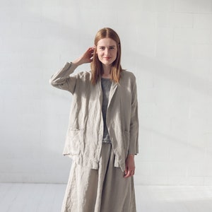 Minimal Linen Jacket Loose Fit Linen Cardigan Jacket Long - Etsy