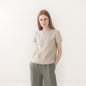 Linen Minimalist Top / Classic Shape Linen Top / Summer Linen Blouse