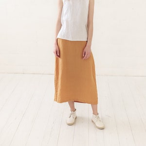 Long Linen Skirt / Soft High Waisted Linen Skirt