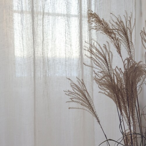 Seethrough Linen Curtains Tab Top Soft Sheer White Linen Day Etsy