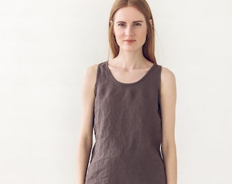 READY TO SHIP Sleeveless Linen Top / Minimalist Linen Tank Top / Summer Woman Blouse