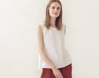 Swing Linen Tank Top / Linen Blouse Office Style / Minimal Linen Top / Basic Linen Blouse