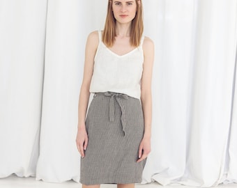 Wrap Linen Skirt / Linen Tie Wrap Skirt  / Midi Skirt / Knee Length Linen Skirt / Summer Skirt / High Waist Linen Skirt