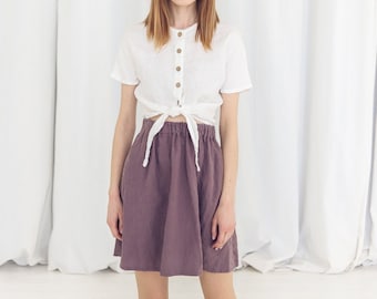 READY TO SHIP Swing Summer Linen Skirt, Soft Washed Linen Skirt