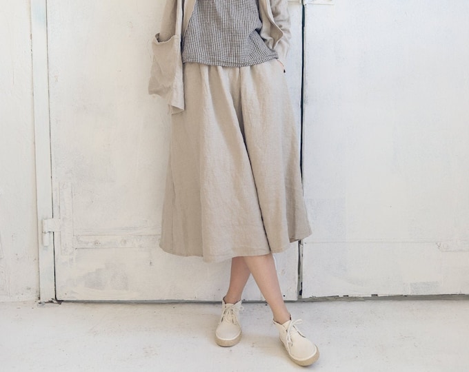 Linen Skirt With Elastic Band Soft Washed Boho Linen Skirt - Etsy