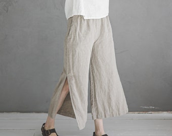 Women's 100% European Linen Wide Leg Pants
