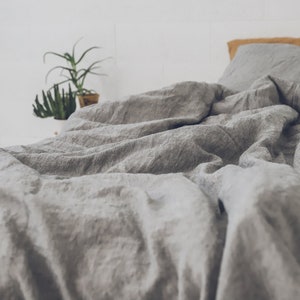 Striped Linen Duvet Cover, Natural Washed Linen Bedding, Bed Linen in Stripes image 1