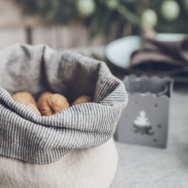 Panier de rangement en lin, sac en lin, plateau de décoration de linge de cuisine, idée cadeau pour la maison