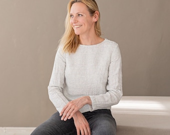 Striped Linen Blouse: Long Sleeve Everyday Flax Top