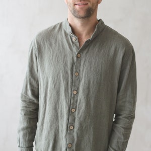 Linen Men Shirt / Basic Oxford Style Men’s Linen Shirt / Buttons Down Men Shirt / Linen Clothing For Men