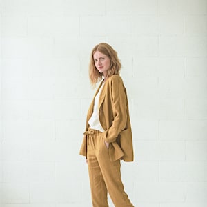 Heavy Linen Coat: Flax Cardigan Jacket for Women