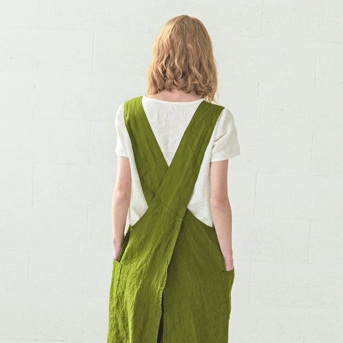 Japanese Style Linen Apron / Linen Pinafore Apron Dress / Etsy