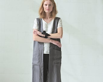 Linen Cardigan Heavy Flax, Long Cardigan, Heavy Linen Vest, Woman Linen Gift