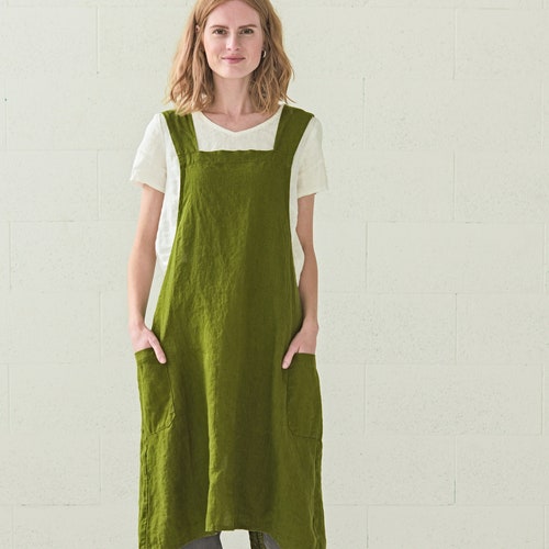 Japanese Style Linen Apron / Linen Pinafore Apron Dress / Etsy