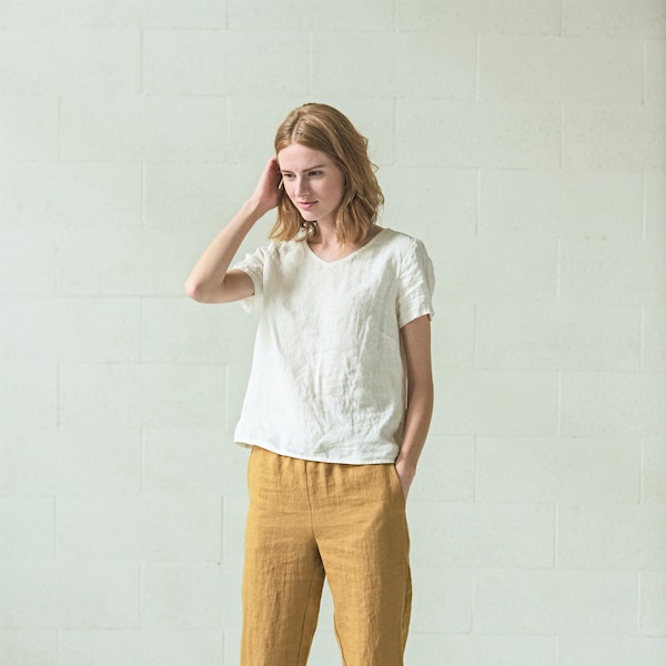 Linen Blouse / Simple Linen Top / Basic Linen Blouse