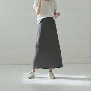 A Line Linen Skirt Heavy Flax / High Waisted Linen Skirt / Long Heavy Linen Skirt image 1