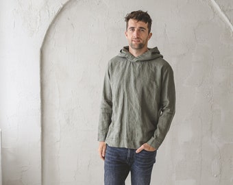 Mens Linen Hooded T-shirt, Unisex Linen hoodie, Men's Summer Linen Hoodie, Beach Linen Shirt, Shirt For Men