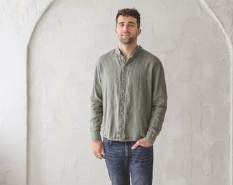 Oxford Linen Men Shirt / Basic Men’s Linen Shirt / Buttons Down Men Shirt / Linen Clothing For Men