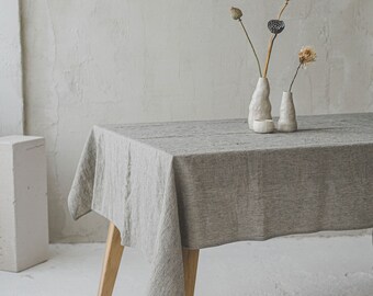 Linen Tablecloth in Various Colors / Striped Table Decor / Handmade Linen Gift