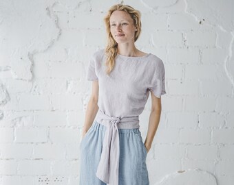 Elegante Leinen Kimono Bluse: Sommer Top