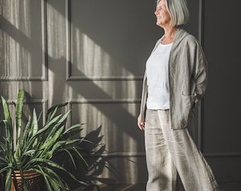Loose Linen Pants: Wide Leg Crop, Elastic Waist, Flax Summer Style