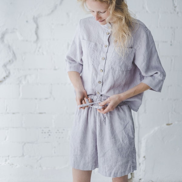 Oversize Linen Shorts / Women Flax Linen Shorts / Summer Linen Shorts