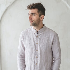 READY TO SHIP Classic Linen Men Shirt / Long Sleeves Linen Buttons Down Shirt / Linen Clothing For Men / Summer Linen Shirts image 1