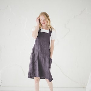 Linen Pinafore Dress, Japanese Linen Apron Dress